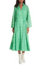 Women's Tibi Half Zip Lace Midi Dress - Green