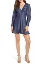 Women's Moon River Chambray Ruffle Hem Dress - Blue