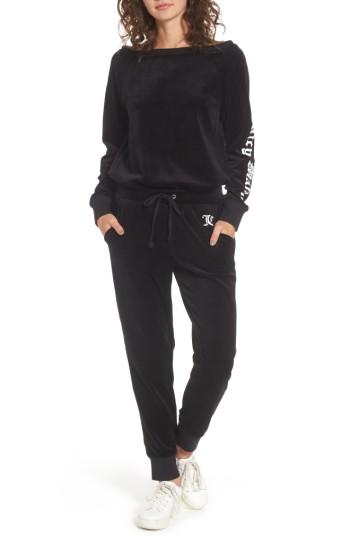 Women's Juicy Couture Juicy Mania Velour Track Jumpsuit - Black