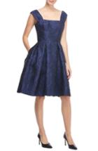 Women's Gal Meets Glam Collection Annabelle Square Neck Satin Jacquard Dress - Blue