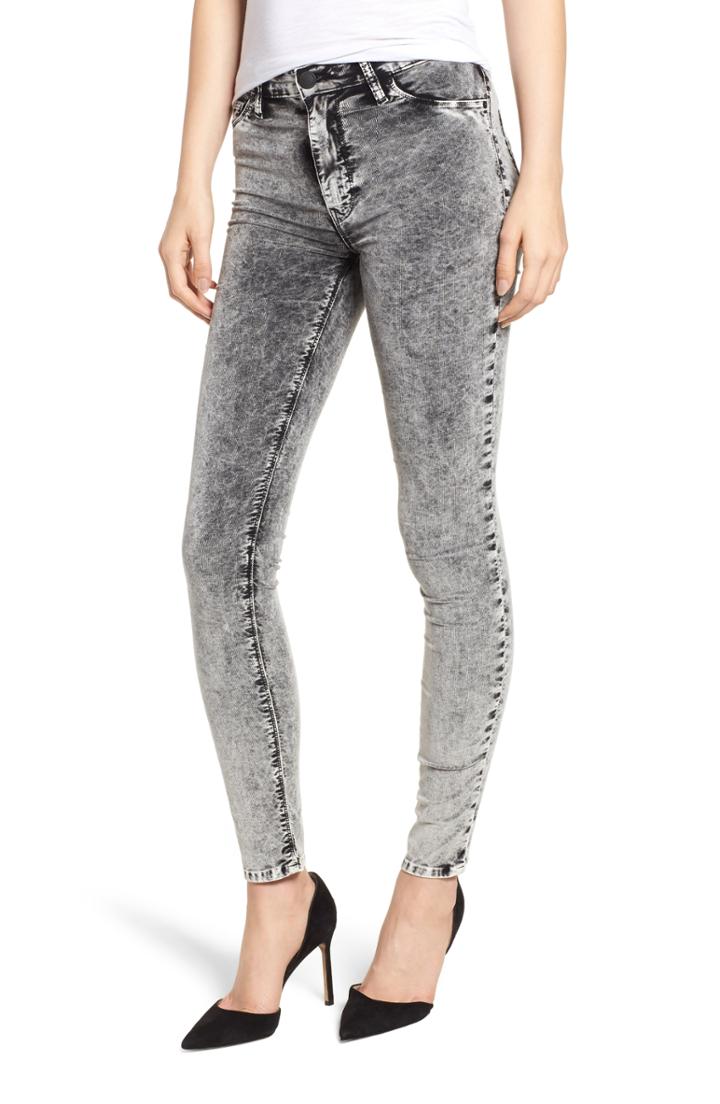 Women's Hudson Jeans Barbara Acid Wash High Waist Super Skinny Corduroy Pants - Black