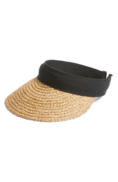 Women's Nordstrom Plaited Straw Visor - Black
