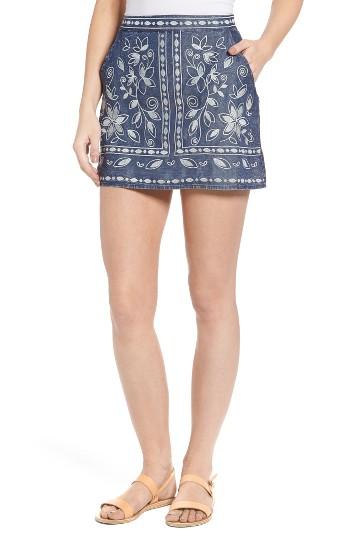 Women's Chloe & Katie Embroidered Denim Miniskirt - Blue