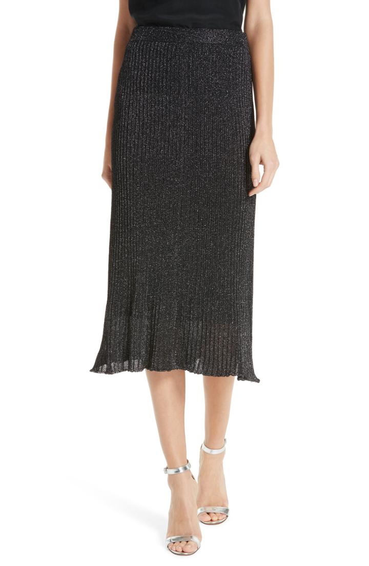 Women's Judith & Charles Othello Metallic Ribbed Skirt - Black