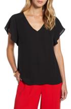 Women's Halogen Flutter Sleeve Blouse - Black