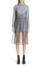 Women's Sandy Liang Embroidered Overlay Shirtdress - Grey