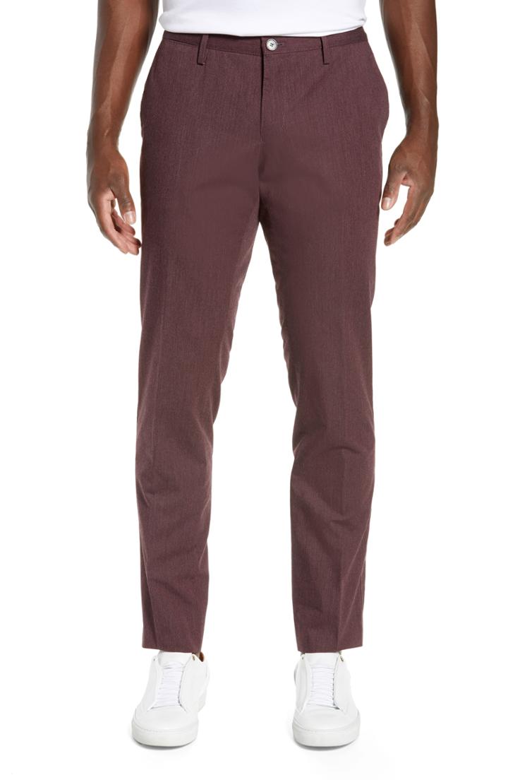 Men's Hugo Stanino Flat Front Corduroy Stretch Cotton Trousers R - Purple