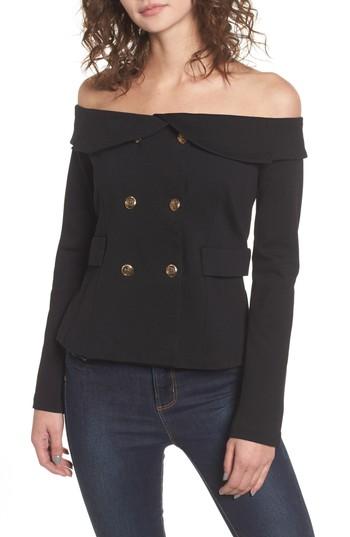 Women's Leith Off The Shoulder Blazer Top - Black