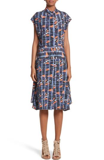 Women's Zero + Maria Cornejo Pill Print Stretch Silk Dress - Blue