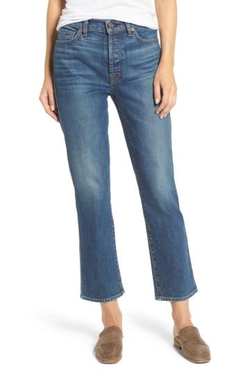 Women's 7 For All Mankind Edie High Waist Crop Straight Leg Jeans - Blue