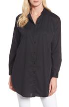 Women's Eileen Fisher Stretch Organic Cotton Tunic Shirt, Size - Black