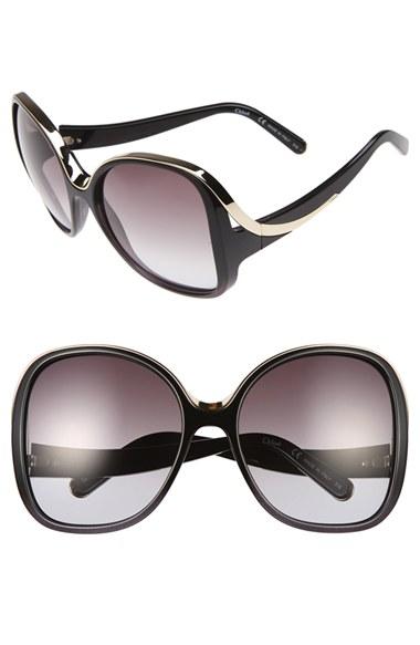 Women's Chloe Mandy 59mm Square Sunglasses - Gradient Black