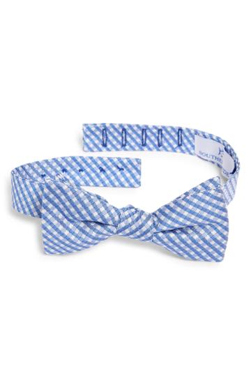 Men's Southern Tide Newport Check Silk Bow Tie, Size - Blue