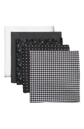 Men's The Tie Bar Basic Black 5-pack Pocket Squares, Size - Black
