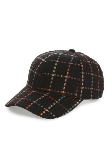 Women's Bp. Rainbow Check Tweed Baseball Cap - Black