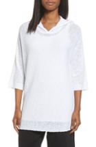 Women's Eileen Fisher Organic Linen & Cotton Hooded Sweater, Size - White
