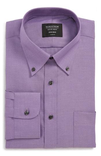 Men's Nordstrom Men's Shop Classic Fit Non-iron Solid Dress Shirt - 36 - Purple