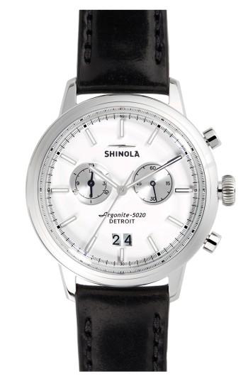 Men's Shinola The Bedrock Chronograph Leather Strap Watch, 42mm