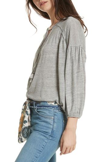 Women's Free People Just A Henley Linen Blend Top - Grey
