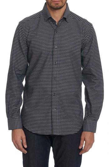 Men's Robert Graham Landen Tailored Fit Print Sport Shirt - Black
