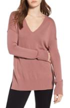 Women's Trouve Side Slit Sweater, Size - Brown