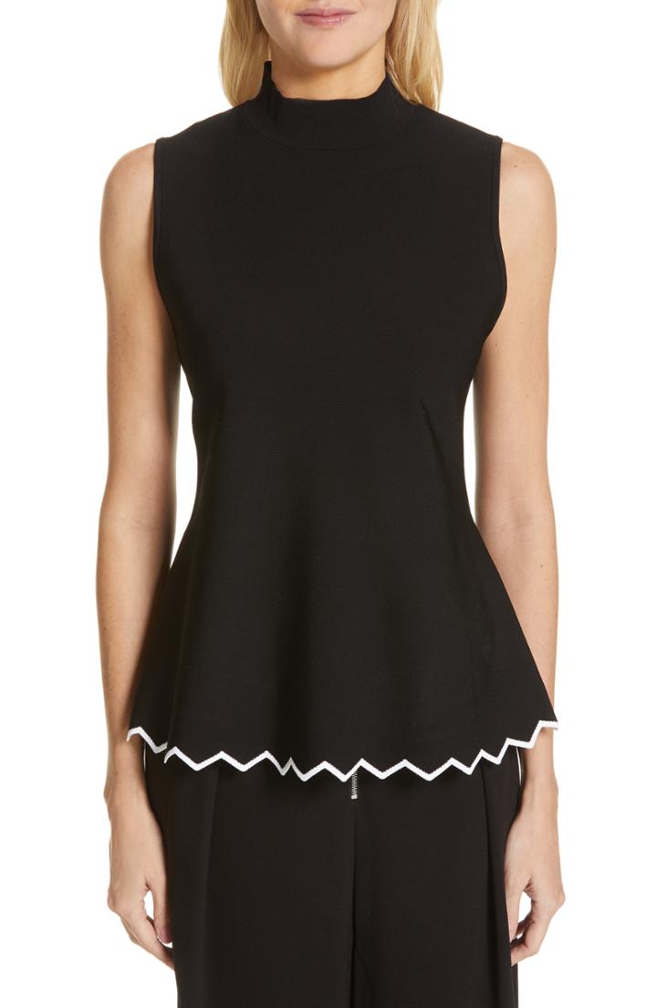 Women's Proenza Schouler Zigzag Knit Peplum Top - Black