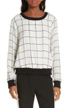 Women's Milly Check Silk Top - White