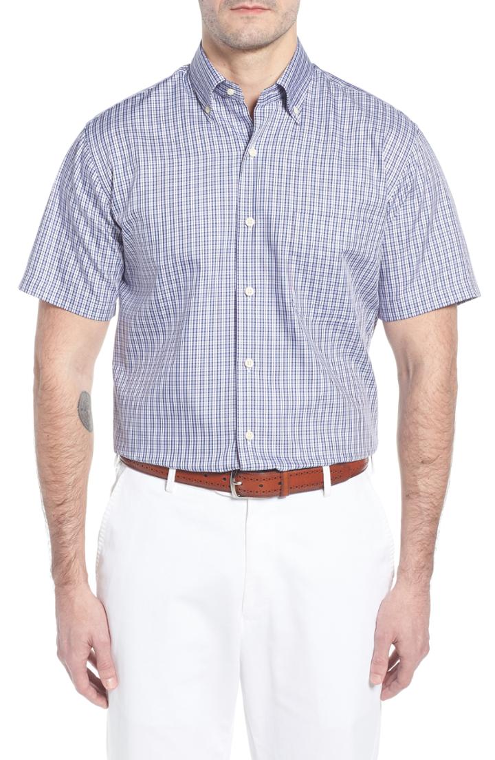 Men's Peter Millar Crown Soft Carlsplaid Regular Fit Sport Shirt - Blue