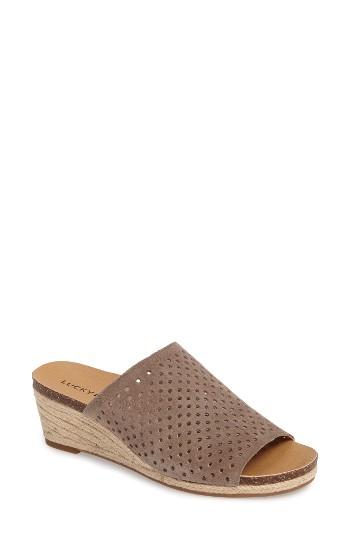 Women's Lucky Brand Jemya Perforated Open Toe Mule .5 M - Brown