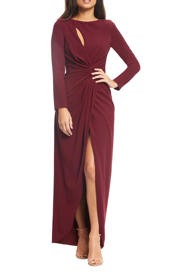 Women's Dress The Population Naomi Twisted Gown, Size - Burgundy