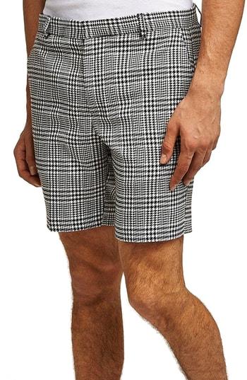 Men's Topman Plaid Print Shorts - Grey