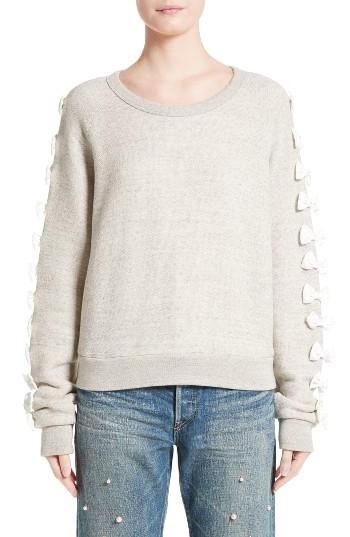 Women's Tu Es Mon Tresor Velvet Bow Trim Pullover