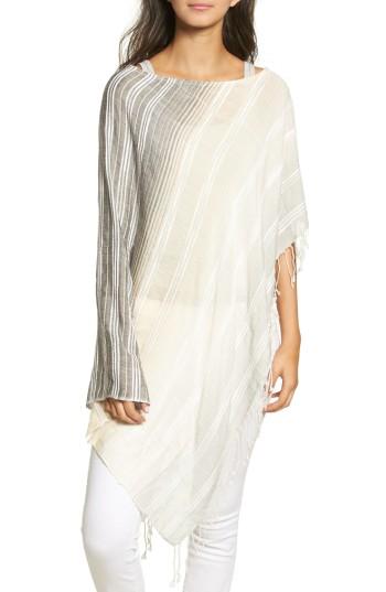 Women's Echo Textured Stripe Poncho, Size - Black