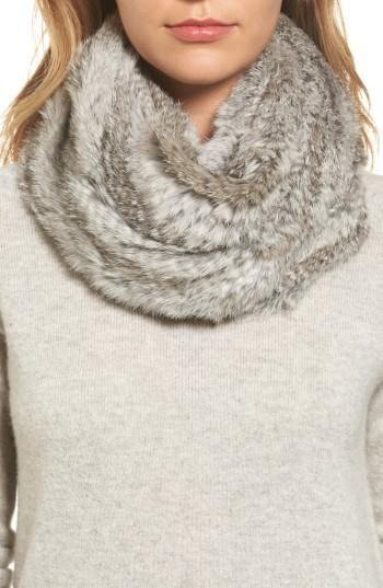 Women's Jocelyn Solid Genuine Rabbit Infinity Scarf, Size - Grey
