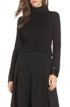 Women's Eliza J Sequin Cuff Mock Neck Sweater - Black