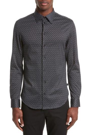 Men's Emporio Armani Regular Fit Chevron Stripe Sport Shirt - Blue