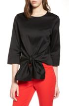 Women's Halogen Tie Front Blouse, Size - Black