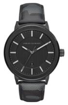 Men's Ax Armani Exchange Camo Leather Strap Watch, 45mm