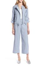 Women's Halogen Linen Blend Chambray Tie Waist Jacket, Size - Blue