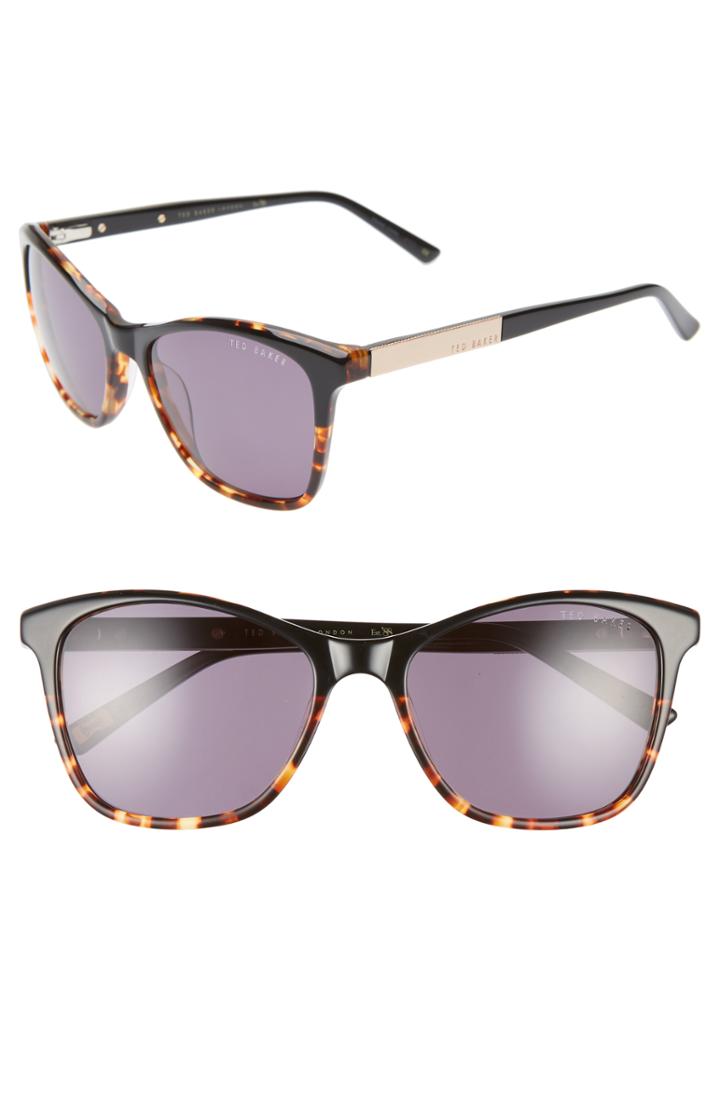 Women's Ted Baker London 55mm Square Cat Eye Sunglasses - Black Havana/ Gold/ Purple