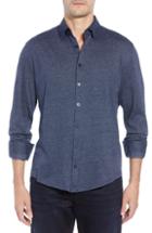 Men's Stone Rose Trim Fit Jacquard Knit Sport Shirt, Size - Blue