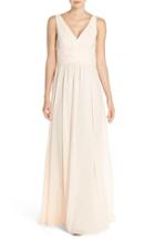 Women's Amsale 'justine' Double V-neck Chiffon Gown