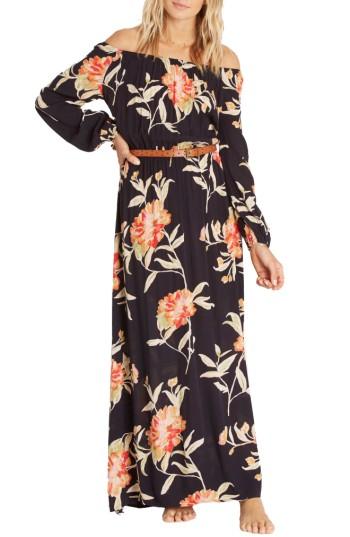 Women's Billabong Crystal Ball Off The Shoulder Maxi Dress - Black