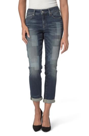 Women's Nydj Shadow Patch Stretch Boyfriend Jeans - Blue