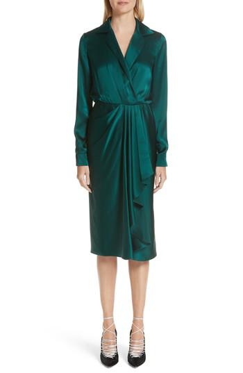 Women's Jason Wu Surplice Silk Charmeuse Dress - Green