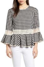 Women's Everleigh Gingham Check Peplum Top - Black