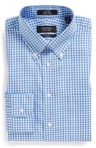 Men's Nordstrom Men's Shop Classic Fit Non-iron Gingham Dress Shirt .5 - 33 - Blue (online Only)