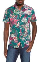 Men's Bonobos Premium Slim Fit Floral Sport Shirt R - Green