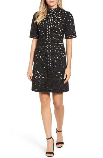Women's Kas New York Mari Hand Cut Faux Suede Dress - Black