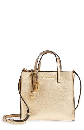 Marc Jacobs Mini The Grind Metallic Leather Tote - Metallic